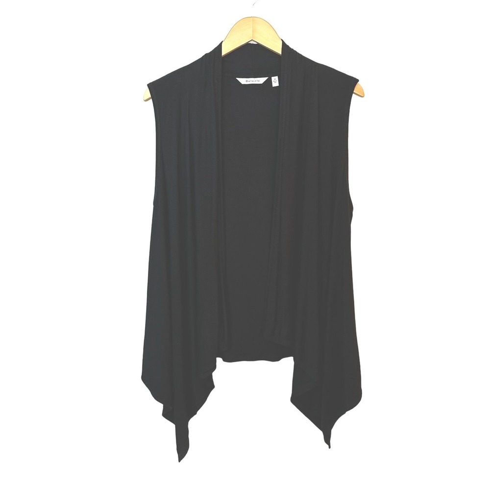 Athleta Black Sleeveless Vest Micromodal Asymmetrical Womens Medium Yoga Lounge